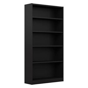 bush furniture universal tall 5 shelf bookcase, black