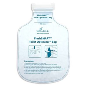 pf waterworks pf0550 flushsmart toilet tank optimizer insert/bag, saves 1/2 to 3/4 gallon water per flush, white