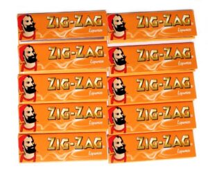 10 booklets x zig-zag liquorice flavour gummed rolling paper