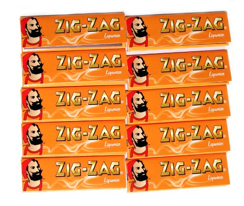 10 booklets x ZIG-ZAG LIQUORICE flavour GUMMED Rolling Paper