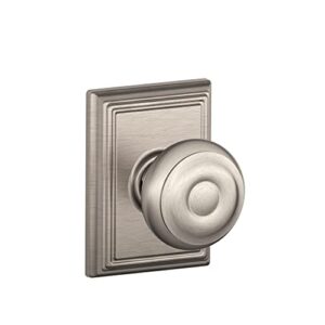 schlage f10 geo 619 add georgian door knob with addison trim, hall & closet passage lock, satin nickel