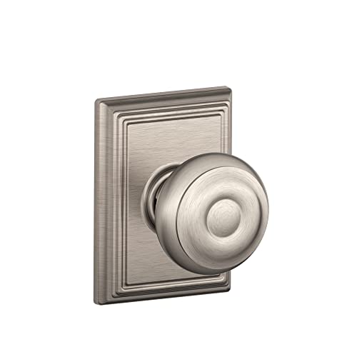 Schlage F10 GEO 619 ADD Georgian Door Knob with Addison Trim, Hall & Closet Passage Lock, Satin Nickel