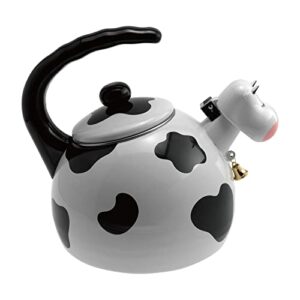 Whistling Tea Kettle for Stove Top Enamel on Steel Teakettle, Supreme Housewares Cow Design Teapot Water Kettle Cute Kitchen Accessories Teteras (2.3 Quart, Cow)