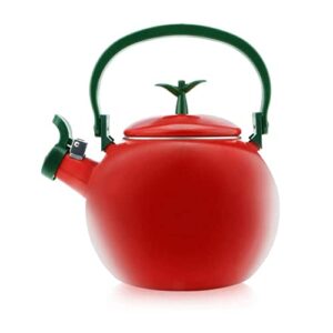whistling tea kettle for stove top enamel on steel teakettle, supreme housewares apple design teapot water kettle cute kitchen accessories teteras (1.6 quart, apple)