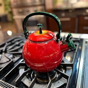 Whistling Tea Kettle for Stove Top Enamel on Steel Teakettle, Supreme Housewares Apple Design Teapot Water Kettle Cute Kitchen Accessories Teteras (1.6 Quart, Apple)
