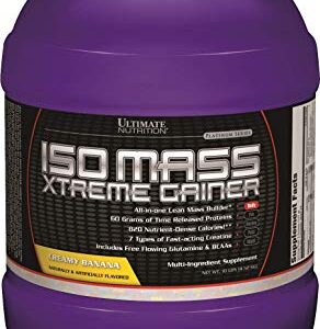 Ultimate Nutrition ISO Mass Xtreme Gainer, Isolate Protein Powder with Creatine - Weight Gain Serious Lean Muscle Mass with 60 Grams of Protein, Banana, 30 Servings