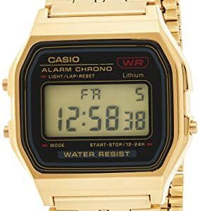 Casio Collection Women's Watch A159WGEA, Black/Gold, 36.8 x 33.2 x 8.2 mm, Bracelet (A159WGEA-1EF)