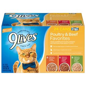 9lives poultry and beef variety pack, 5.5 ounce can (pack of 24)