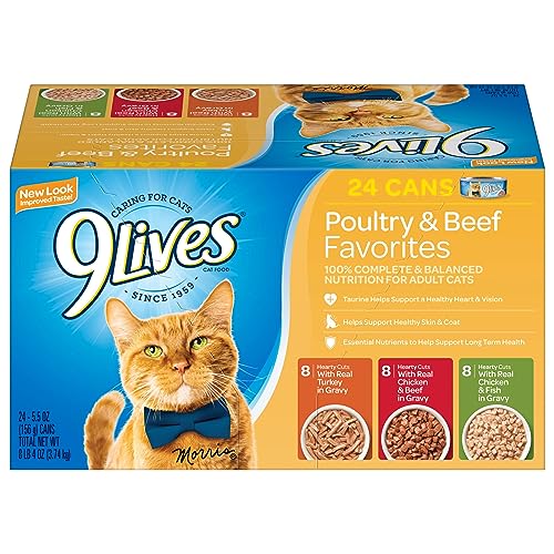9Lives Poultry And Beef Variety Pack, 5.5 Ounce Can (Pack of 24)
