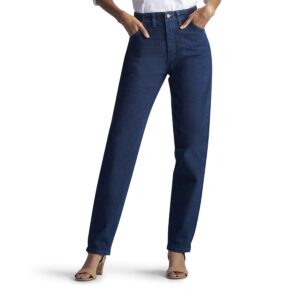 lee women's missy relaxed-fit side elastic tapered-leg jean, dark indigo, 16