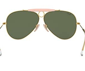 Ray-Ban RB3138 Shooter Aviator Sunglasses, Gold Blush/G-15 Green, 62 mm