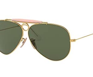 Ray-Ban RB3138 Shooter Aviator Sunglasses, Gold Blush/G-15 Green, 62 mm