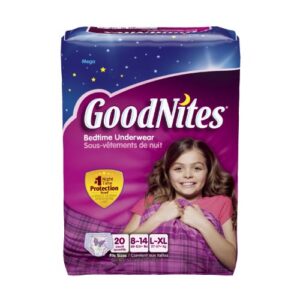 goodnites girls underwear large/extra large, girl, 20 count (pack of 3) packaging may vary