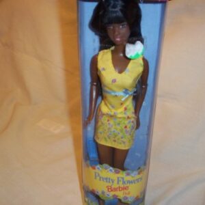 Barbie 24653 1999 Pretty Flowers Yellow Dress African American Doll