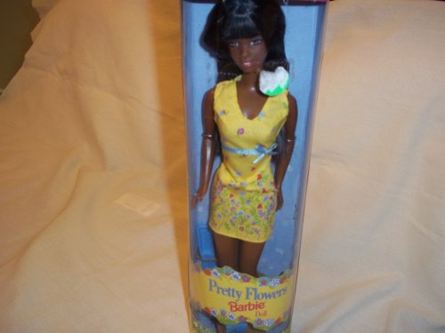 Barbie 24653 1999 Pretty Flowers Yellow Dress African American Doll