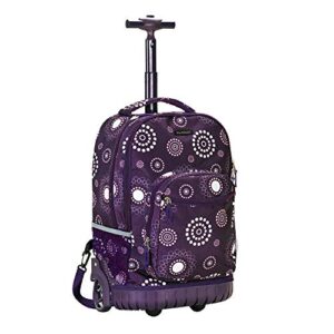 rockland single handle rolling backpack, purple pearl, 19-inch