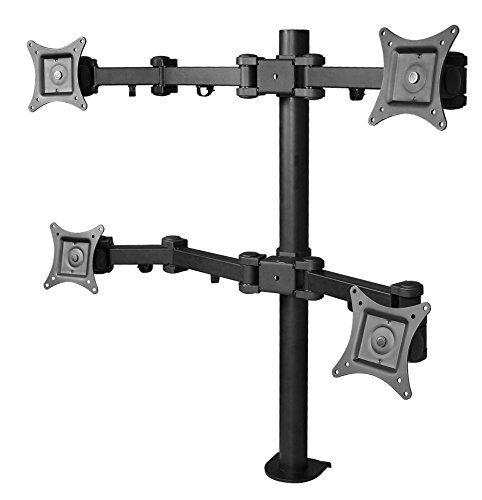 SIIG Articulating Adjustable Quad 4-Monitor Desk Mount - Fits 13" to 27" Monitors - (CE-MT0S12-S1)