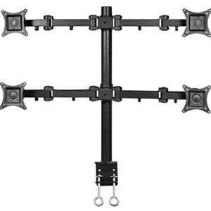 SIIG Articulating Adjustable Quad 4-Monitor Desk Mount - Fits 13" to 27" Monitors - (CE-MT0S12-S1)