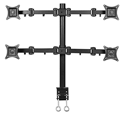 SIIG Articulating Adjustable Quad 4-Monitor Desk Mount - Fits 13" to 27" Monitors - (CE-MT0S12-S1)