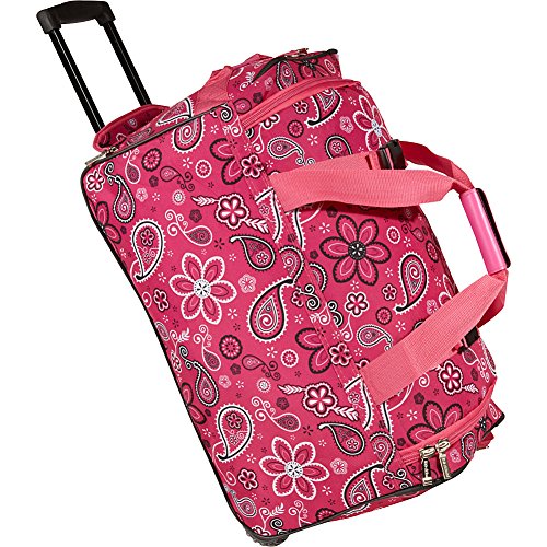 Rockland Rolling Duffel Bag, Pink Bandana, 22-Inch