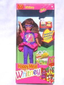 barbie happy meal mcdonald's whitney doll w happy meal pack, tray, burger & surprise jewelry (1993)