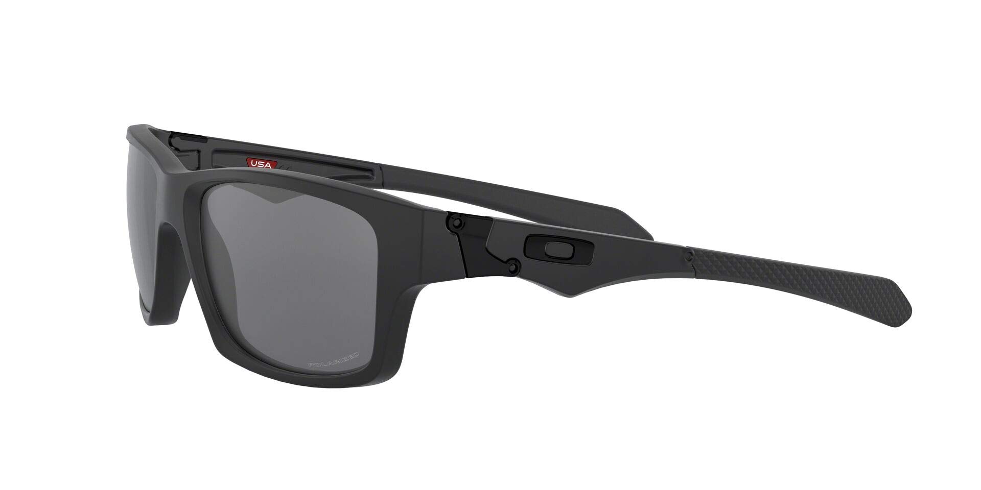 Oakley Men's 0OO9135 Jupiter Squared Rectangular Sunglasses, Matte Black/Black Iridium Polarized, 56 mm