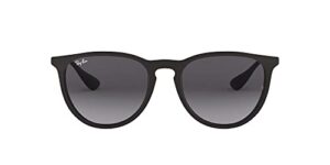 ray-ban rb4171 erika round sunglasses, rubber black/light grey gradient dark grey, 54 mm