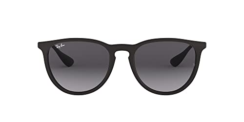 Ray-Ban RB4171 Erika Round Sunglasses, Rubber Black/Light Grey Gradient Dark Grey, 54 mm