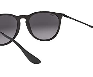 Ray-Ban RB4171 Erika Round Sunglasses, Rubber Black/Light Grey Gradient Dark Grey, 54 mm