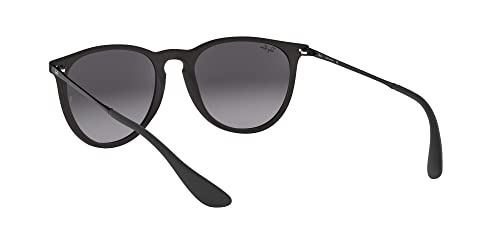 Ray-Ban RB4171 Erika Round Sunglasses, Rubber Black/Light Grey Gradient Dark Grey, 54 mm