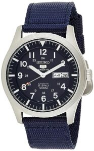 seiko men's analogue automatic watch with textile strap snzg11k1