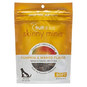 fruitables skinny mini dog treats – healthy treats for dogs – low calorie training treats – free of wheat, corn and soy – pumpkin and mango – 5 ounces