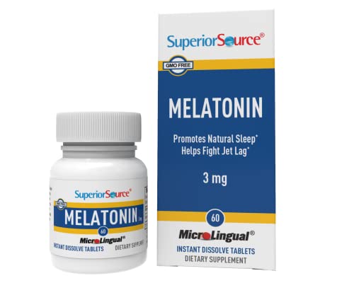 Superior Source Melatonin 3 mg, Quick Dissolve MicroLingual Tablets, 60 Ct, with Chamomile, Natural Sleep Support, Melatonin, for Adults, Non-GMO