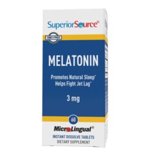 Superior Source Melatonin 3 mg, Quick Dissolve MicroLingual Tablets, 60 Ct, with Chamomile, Natural Sleep Support, Melatonin, for Adults, Non-GMO