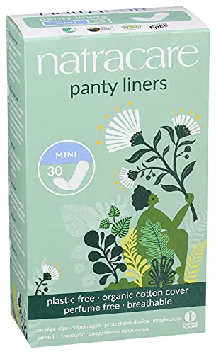 Natracare Natural Organic Mini Panty Liners, Made with Certified Organic Cotton, Ecologically Certified Cellulose Pulp and Plant Starch (1 Pack, 30 Liners Total)