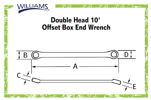 Williams 7725B Box Wrench 12 Point, 1/2 X 9/16-Inch