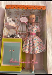 barbie learns to cook doll with silver tone cookware gold label collectible doll (2006)