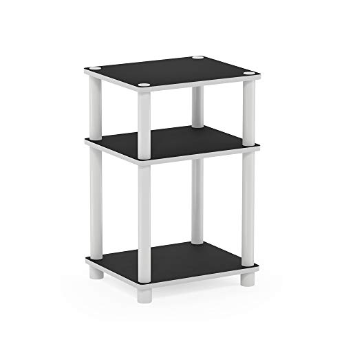 Furinno Just 3-Tier Turn-N-Tube End Table / Side Table / Night Stand / Bedside Table with Plastic Poles, 1-Pack, White/White