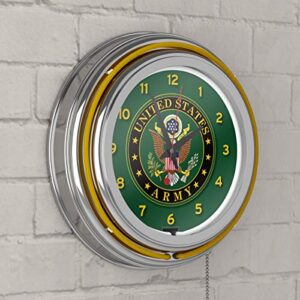 U.S. Army Symbol Chrome Double Ring Neon Clock