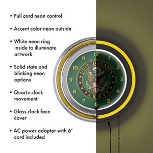 U.S. Army Symbol Chrome Double Ring Neon Clock