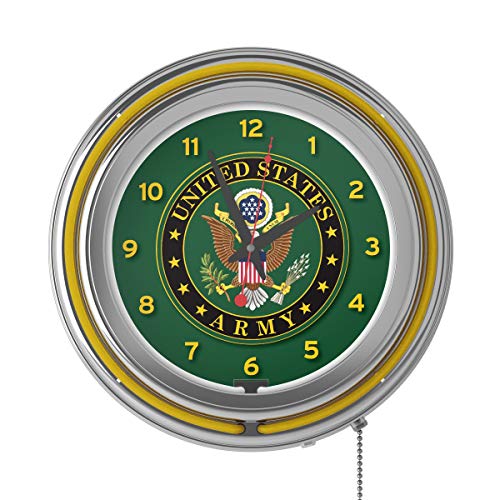 U.S. Army Symbol Chrome Double Ring Neon Clock