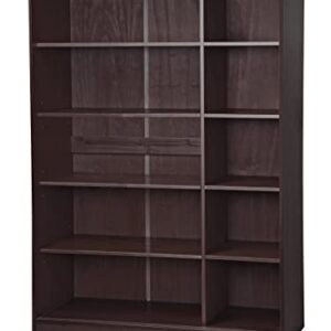 Palace Imports 100% Solid Wood Wardrobe/Armoire/Closet with 3 Sliding Louvered Doors, Java. 5 Shelves Included. Additional Large Shelves Sold Separately.