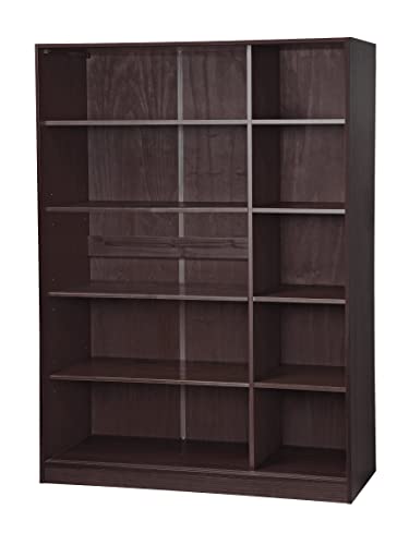 Palace Imports 100% Solid Wood Wardrobe/Armoire/Closet with 3 Sliding Louvered Doors, Java. 5 Shelves Included. Additional Large Shelves Sold Separately.