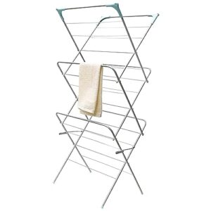 home basics metal rack for hanging (silver) clothes dryer, 3-tier [misc.], grey