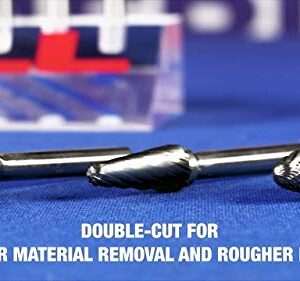 Drill America SK-9 Carbide Burr/Rotary File 90 Degree Included Angle Double Cut for Die Grinder 1" Dia. x 1/2" Cut Length with 1/4" Shank and 2-3/8" Overall Length, DUL Series