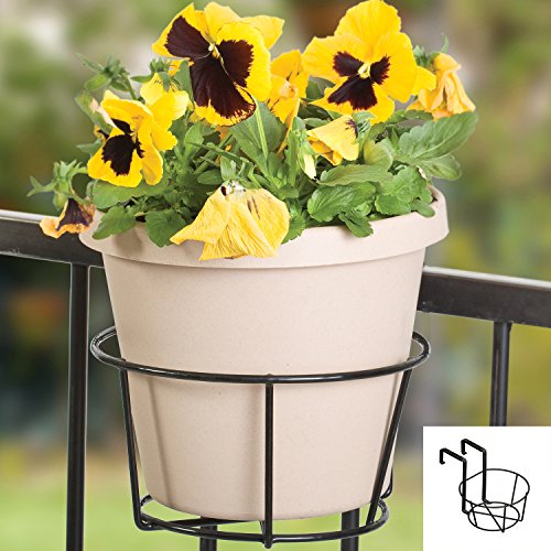 Panacea 89049 Ring Over The Deck Adjustable Flower Pot Holder, Black, 8-Inch