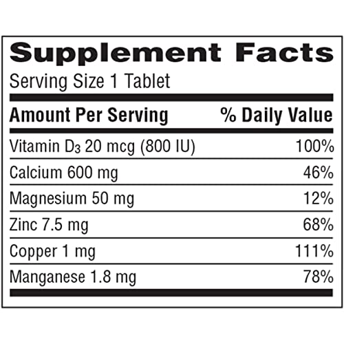 Caltrate 600+D3 Plus Minerals Calcium and Vitamin D Supplement Tablets, Bone Health and Mineral Supplement for Adults - 60 Count