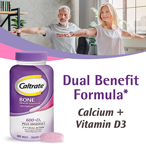 Caltrate 600+D3 Plus Minerals Calcium and Vitamin D Supplement Tablets, Bone Health and Mineral Supplement for Adults - 60 Count