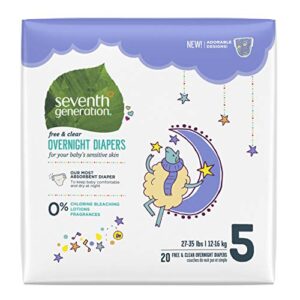 seventh generation overnight diapers, size 5, 20 count