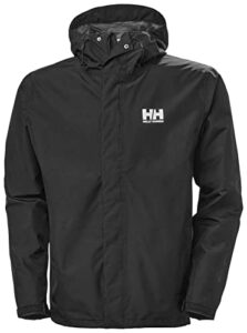 helly hansen men's seven j waterproof windproof breathable rain jacket, 992 black, medium